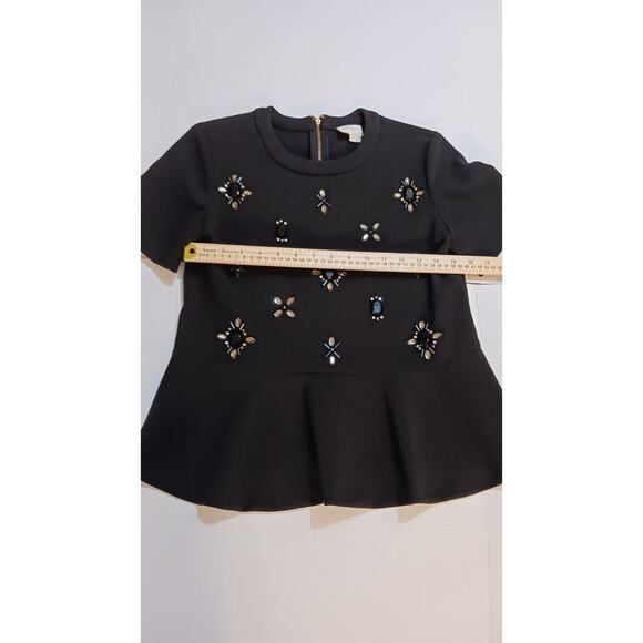 Kate Spade Women's Black Embellished Ruffle Top Poly Blend - Picture 7 of 9